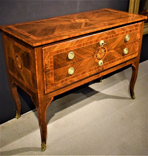 Commode à 2 tiroirs en marqueterie